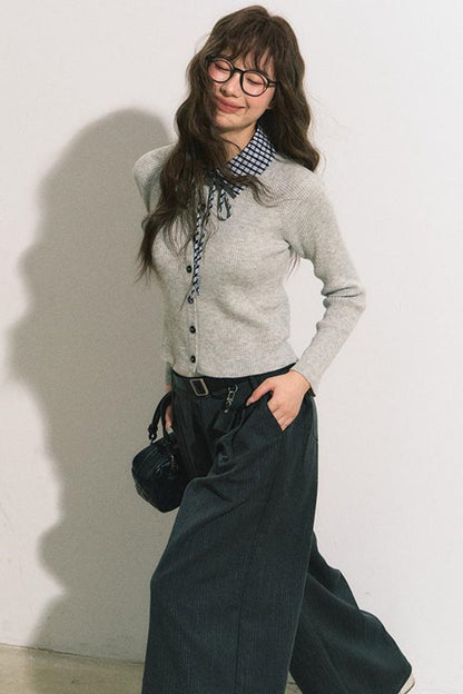 Slim Gray Knit Cardigan