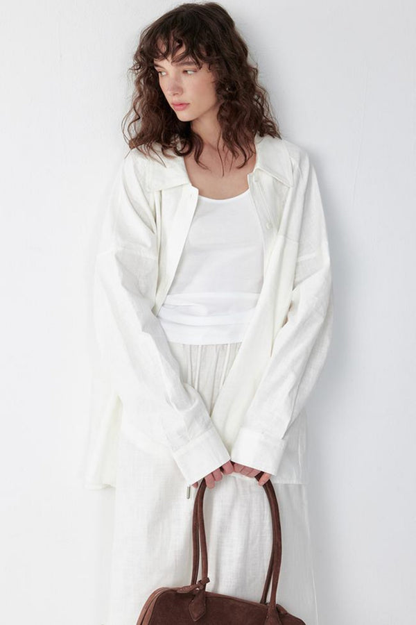 Ramie Layered Long Sleeve Shirt Set-Up