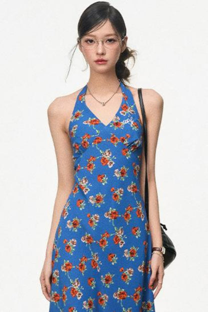 Halter Floral Slim Fit Dress Set-Up