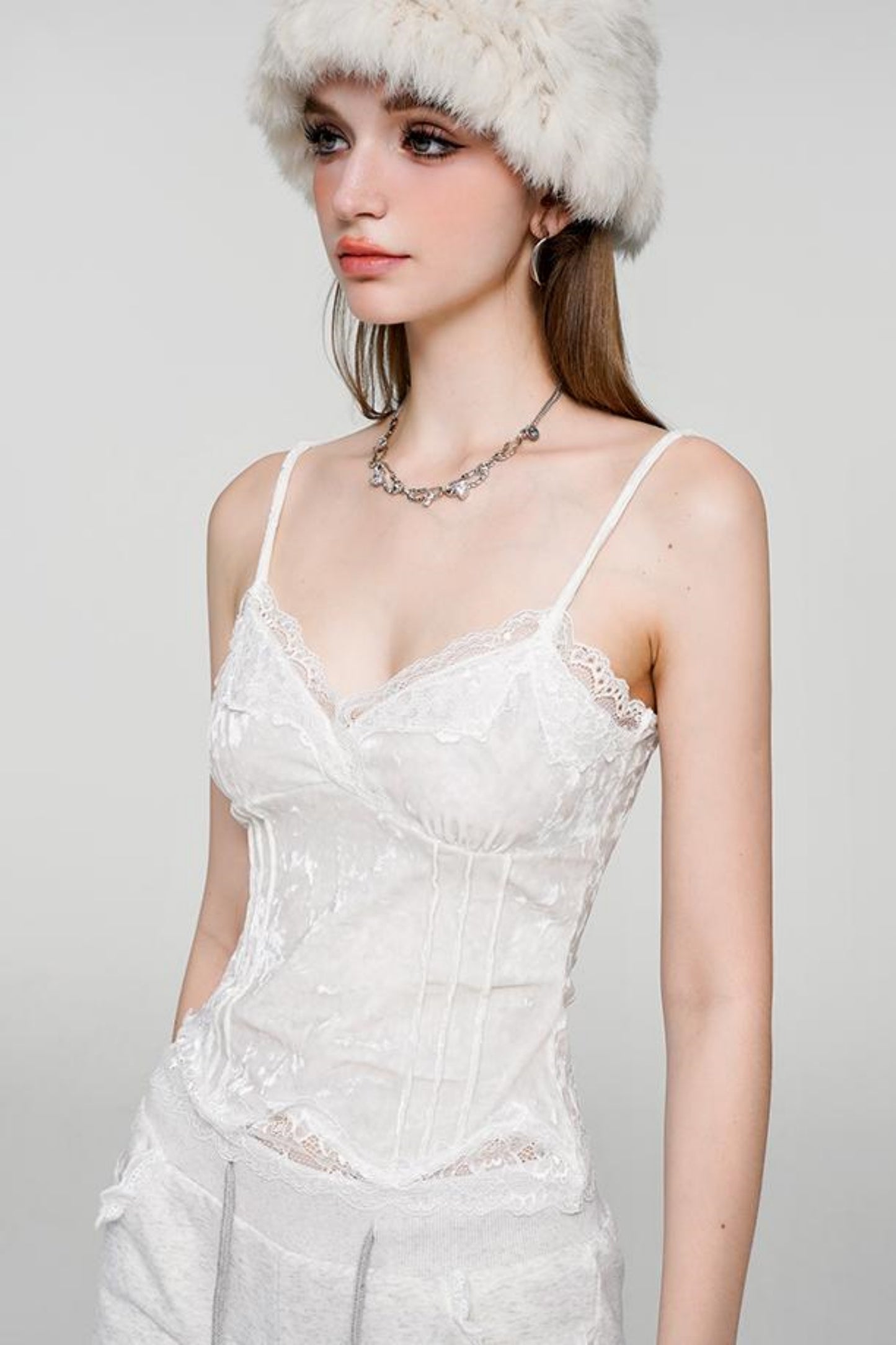 Lace Velvet Camisole Top