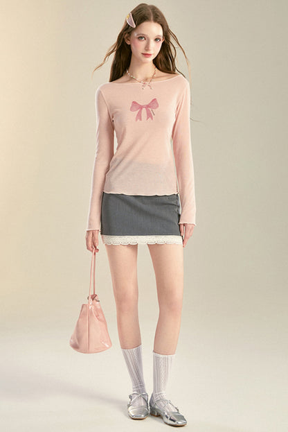 Lace High-Waist Short Skirt