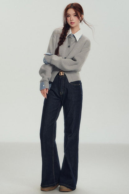 Fake Layered Shirt Sweater