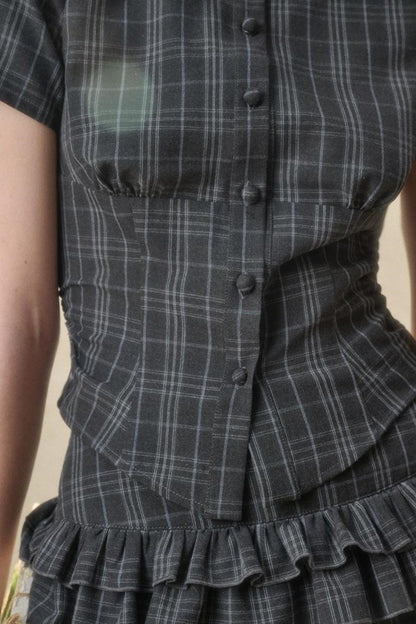 Lace Waist Check Shirt Set-Up