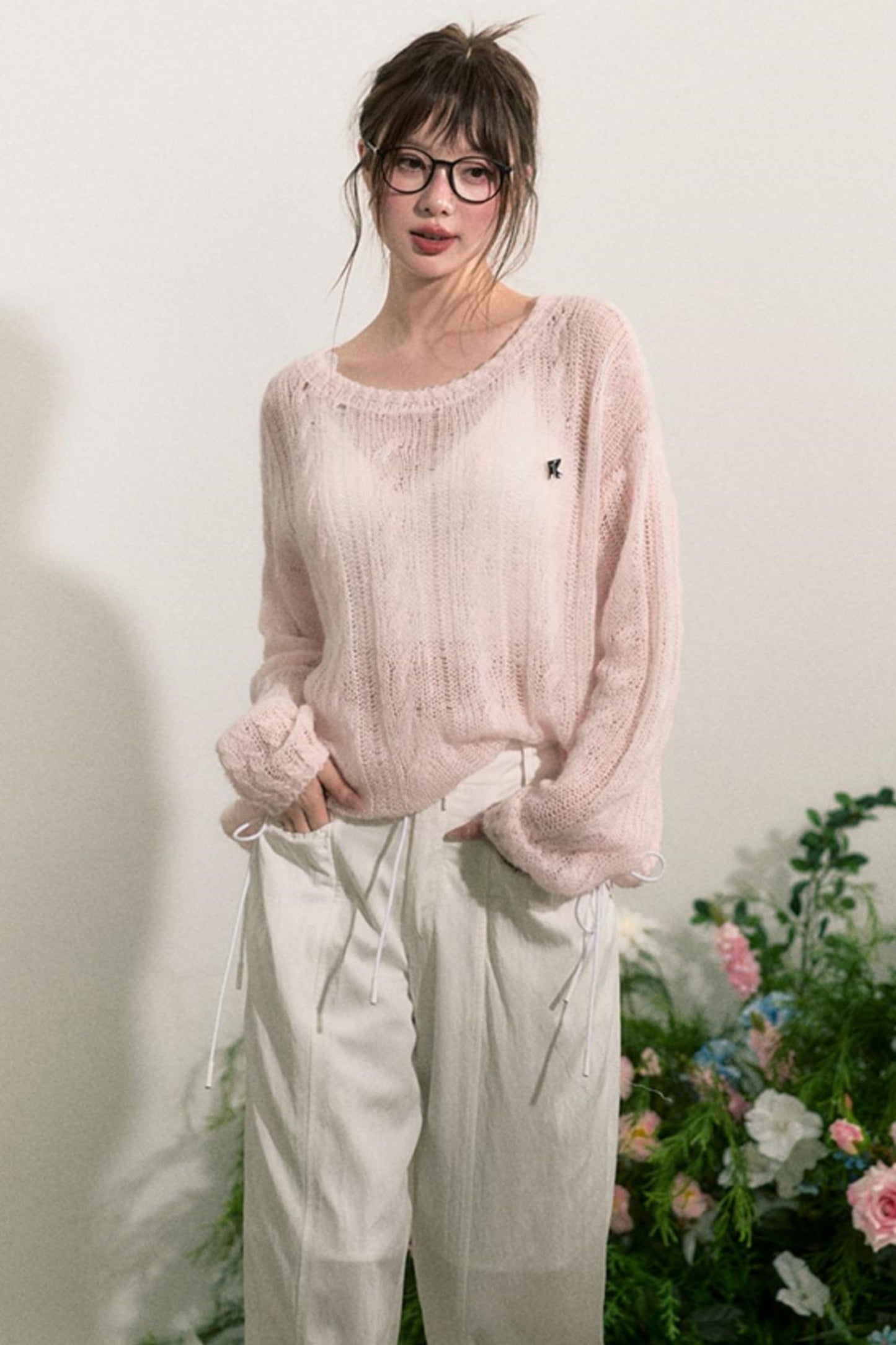 Pink Mohair Cowl Top