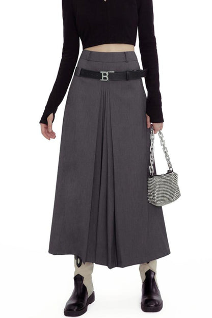 Chic Cutout Gray Maxi Skirt