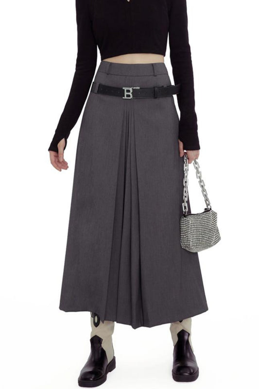 Chic Cutout Gray Maxi Skirt