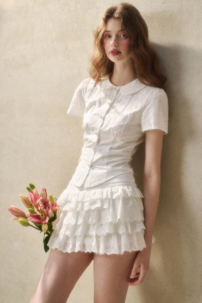 White Mint Cotton Lace Set-Up