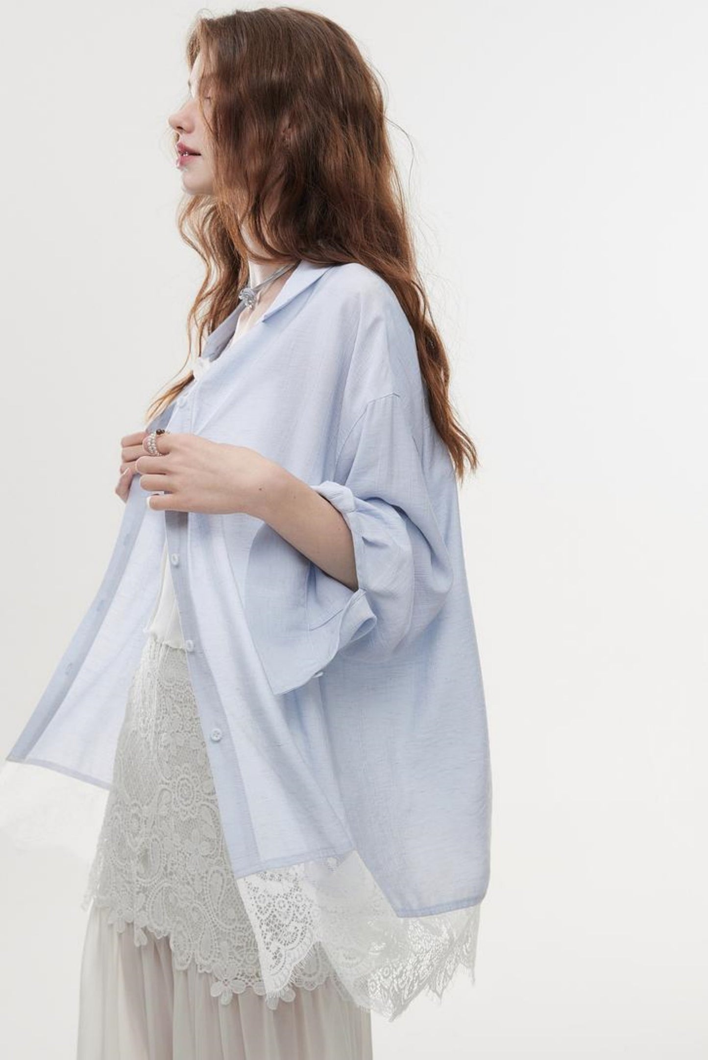 Lace-Trimmed Casual Shirt