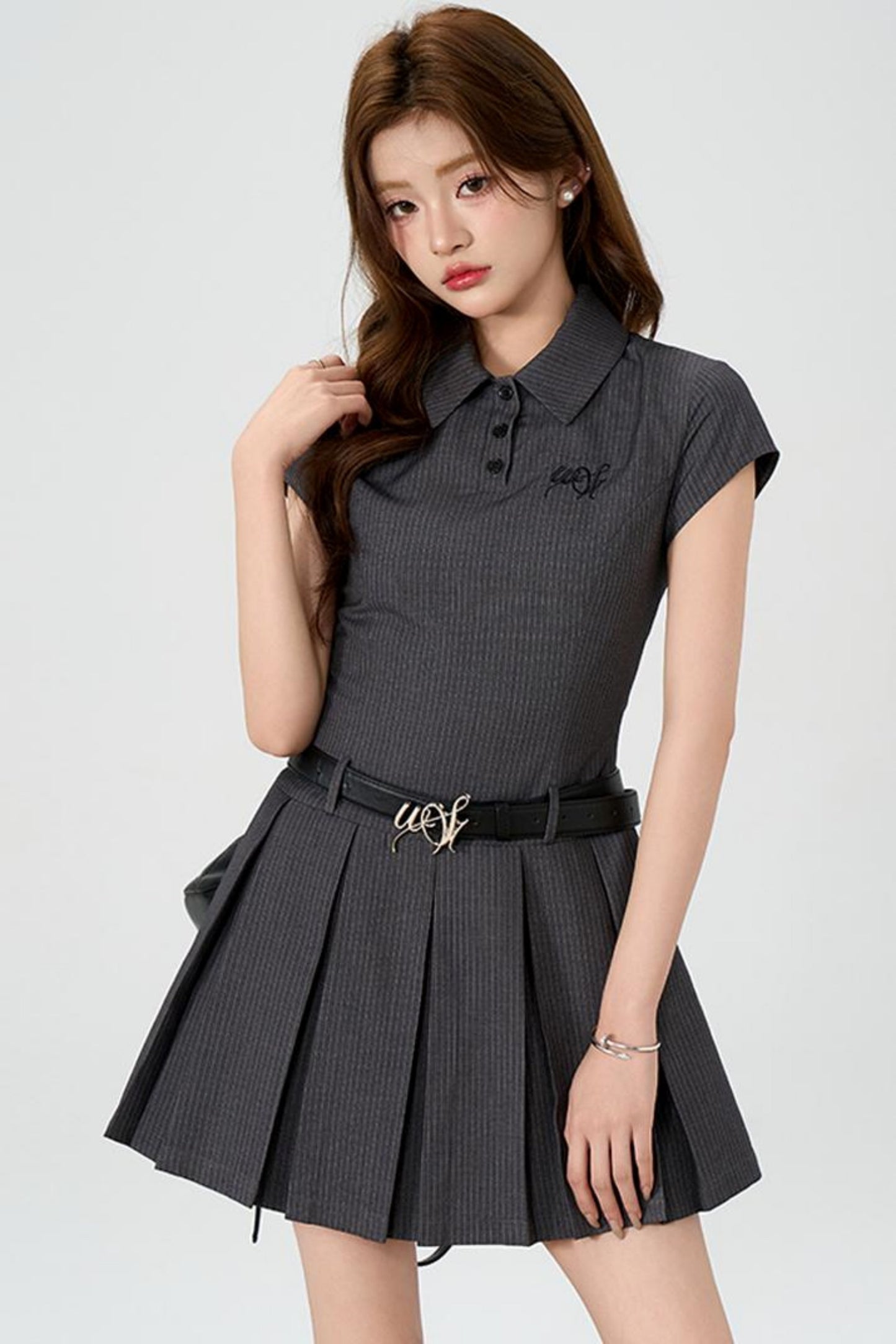 Summer Pleated Polo Dress