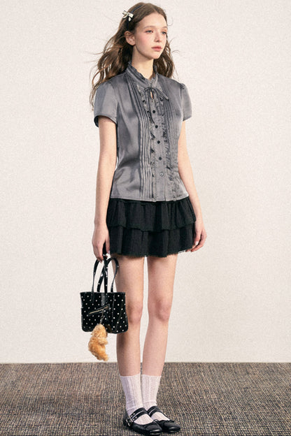 Vintage Pleated A-line Skirt