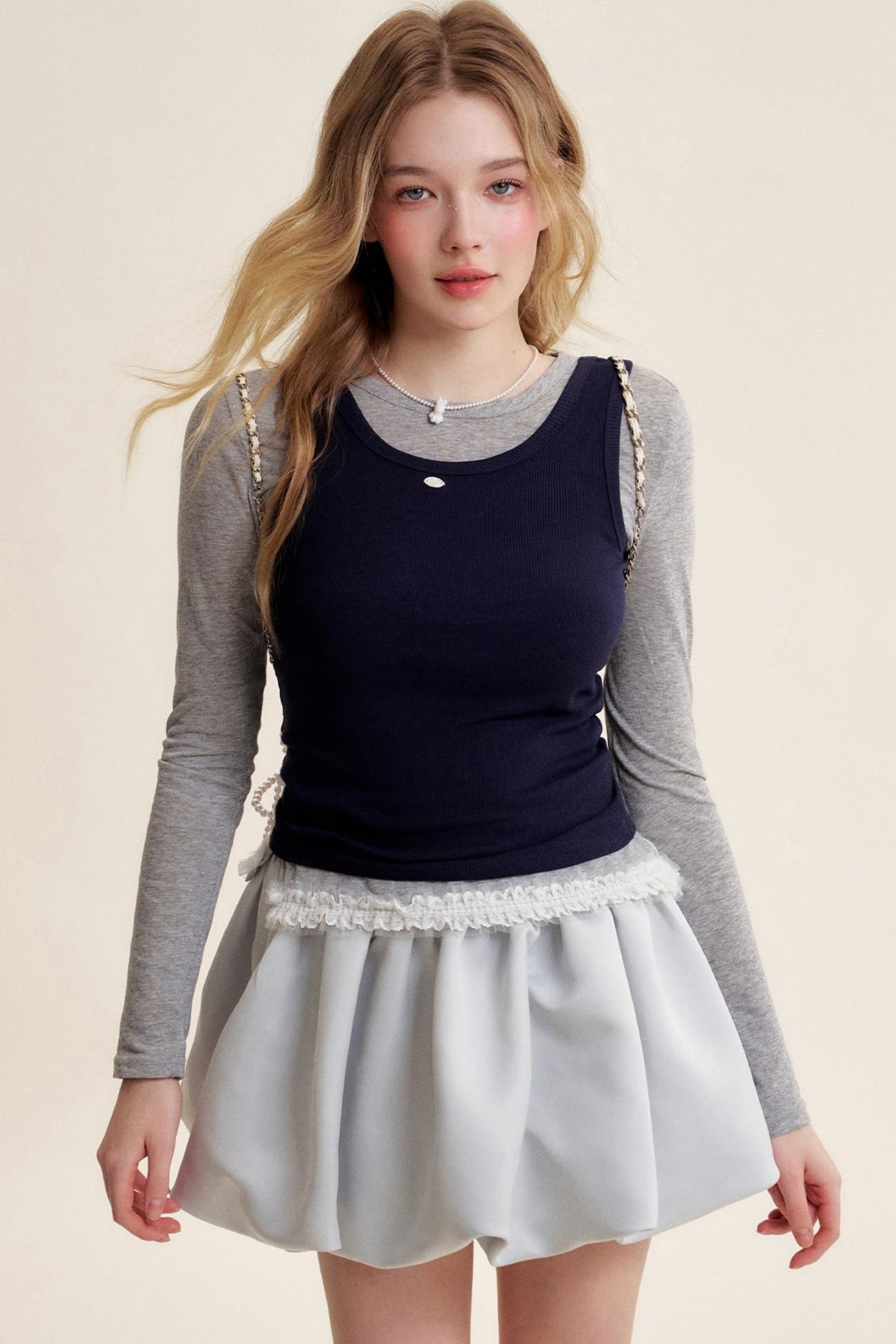 Colorblocked Cotton Tank & Long Sleeve T-Shirt Set