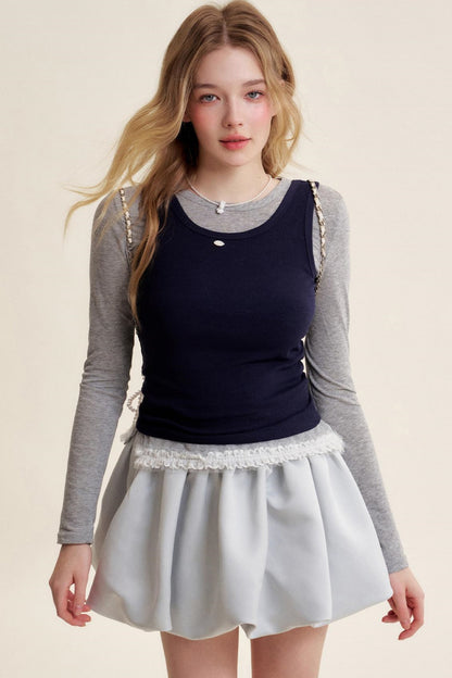 Colorblocked Cotton Tank & Long Sleeve T-Shirt Set