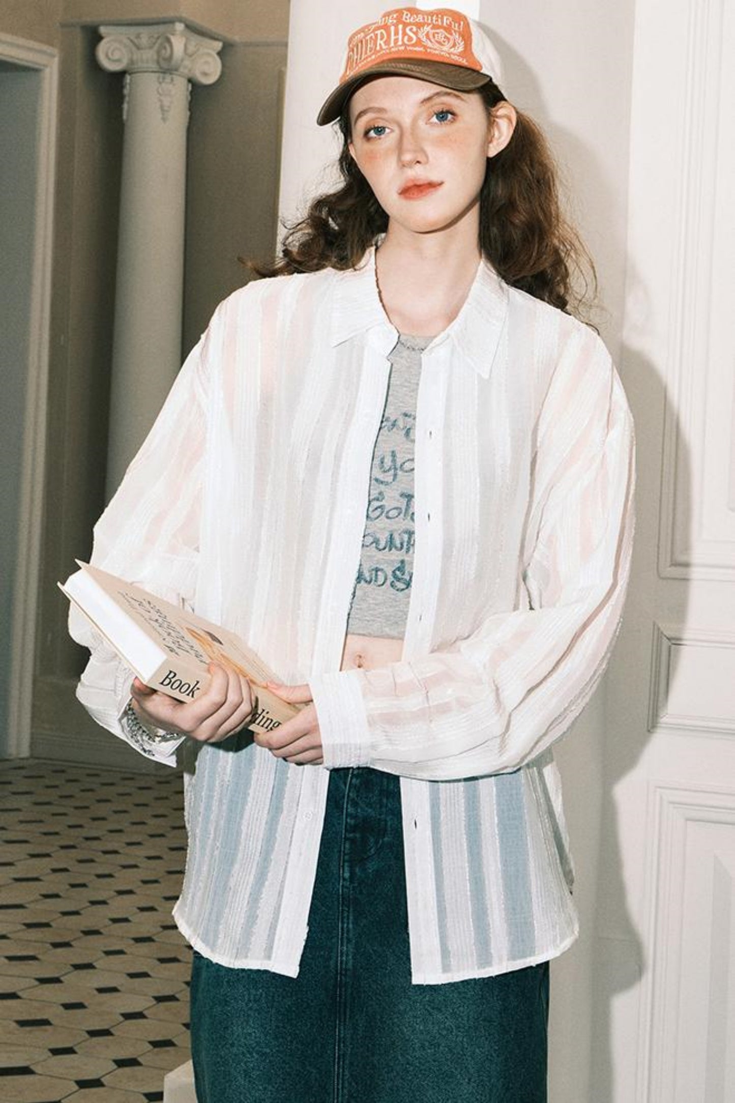 Sheer Texture Long Shirt