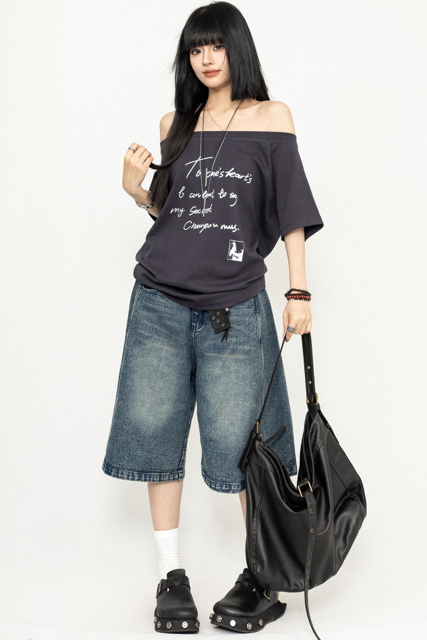 Y2K Off-Shoulder T-Shirt