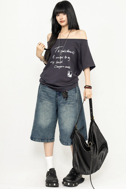 Y2K Off-Shoulder T-Shirt