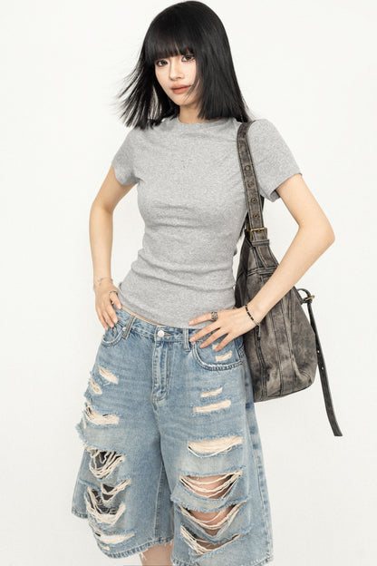 Y2K Sweetheart Shoulder Tee