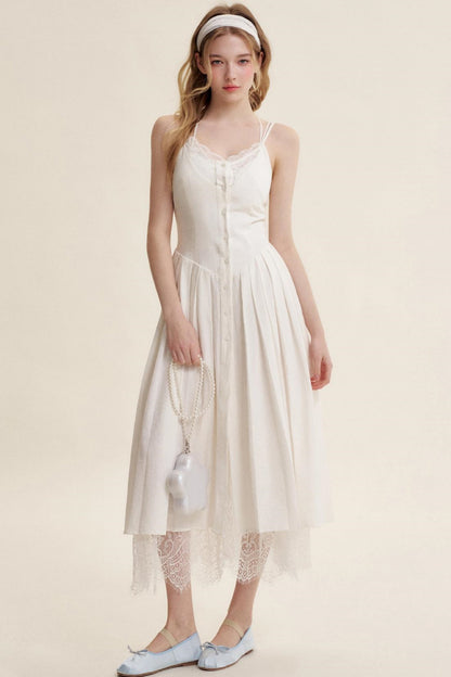 Lace Patchwork Halter Dress Set