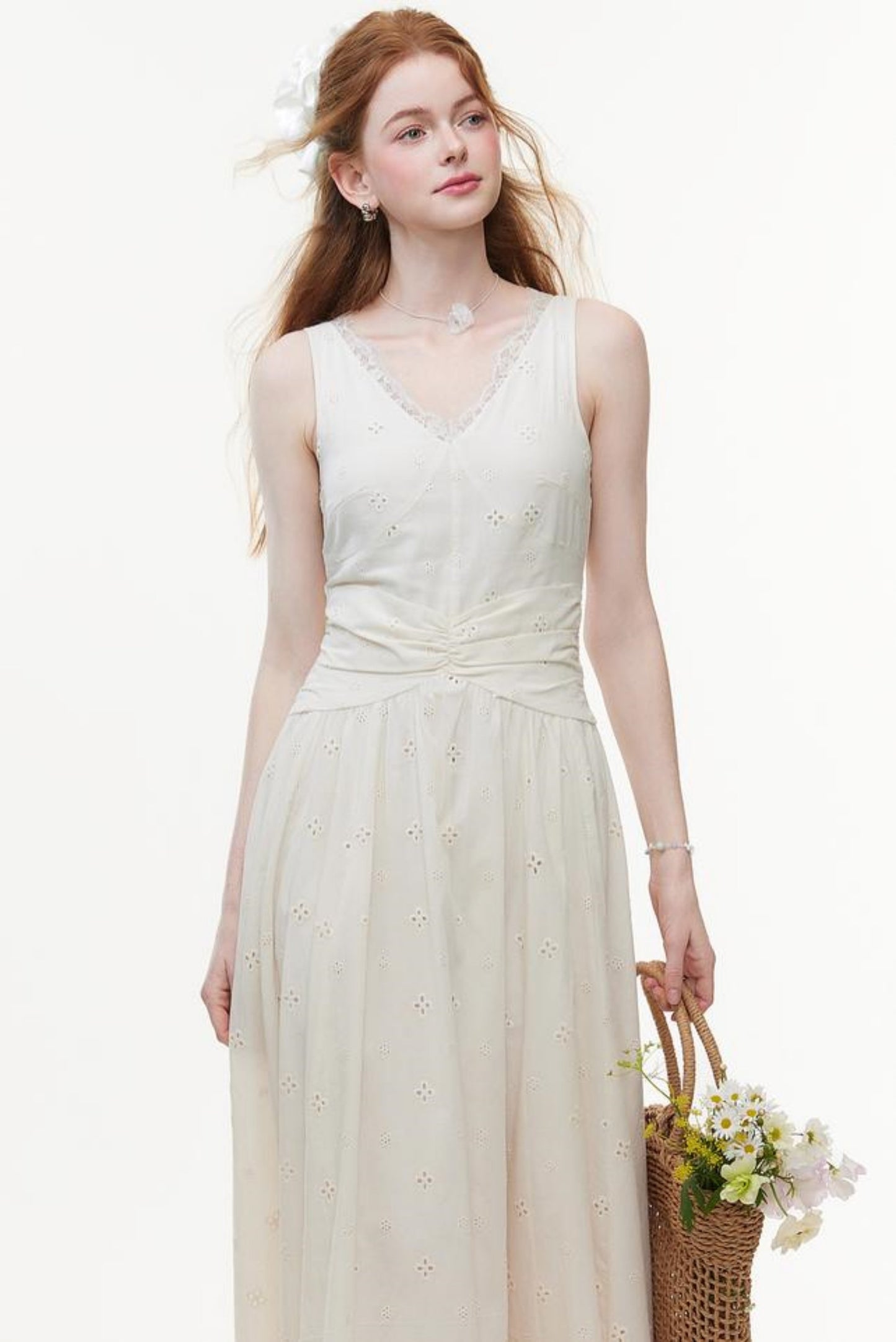 Breezy Cut-Out Embroidered Dress