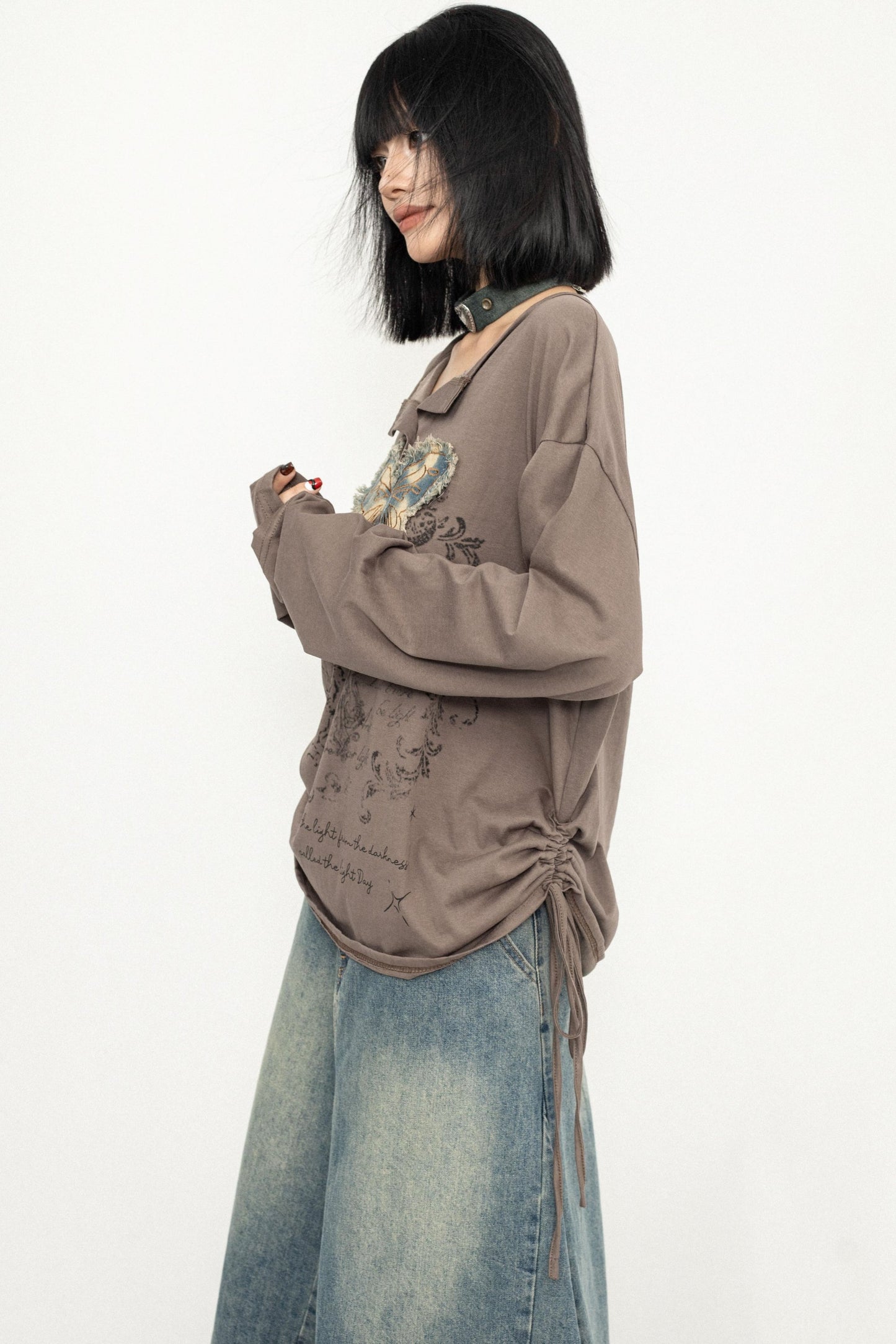 Butterfly Embroidered Retro Loose Tee