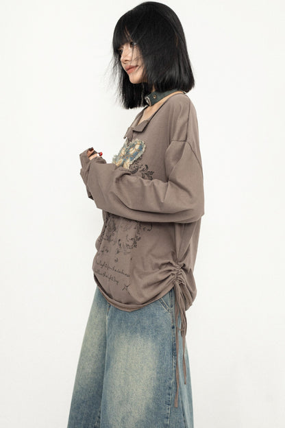 Butterfly Embroidered Retro Loose Tee