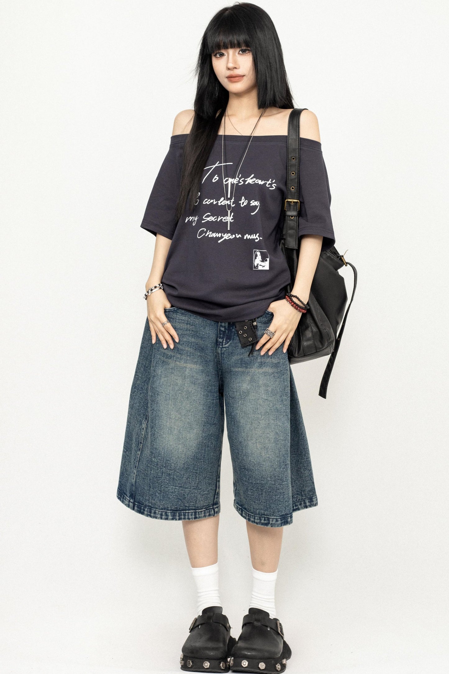 Y2K Off-Shoulder T-Shirt