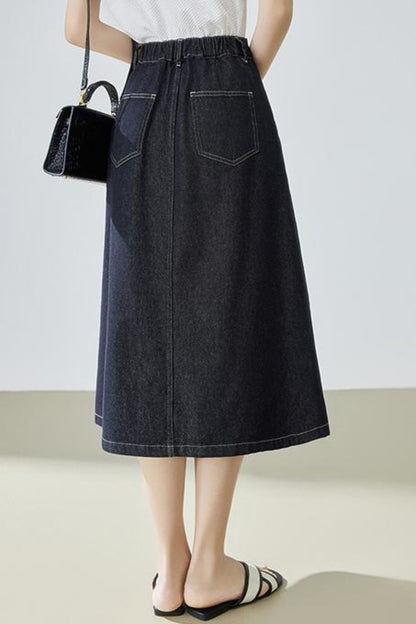 High-Waisted Denim Bustier Skirt