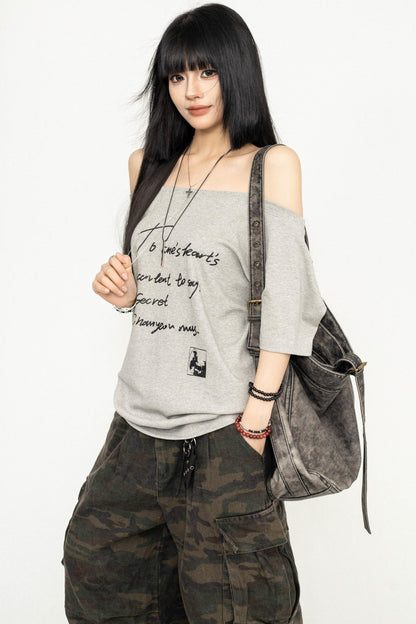 Y2K Off-Shoulder T-Shirt