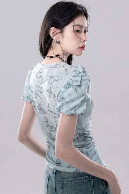 Frosted Green Cutout Knit Top