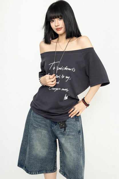 Y2K Off-Shoulder T-Shirt