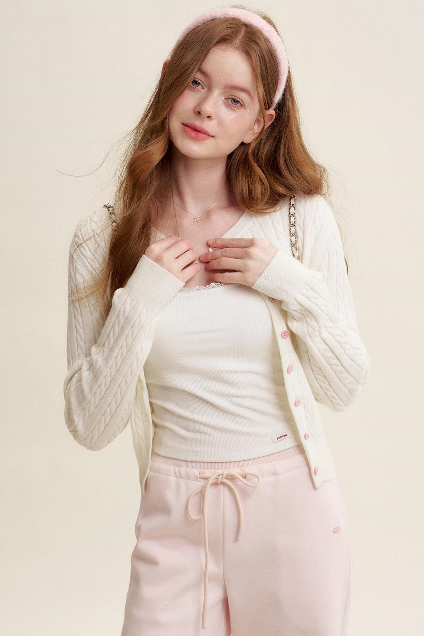 High-Waisted Macaron Cotton Blend Pants