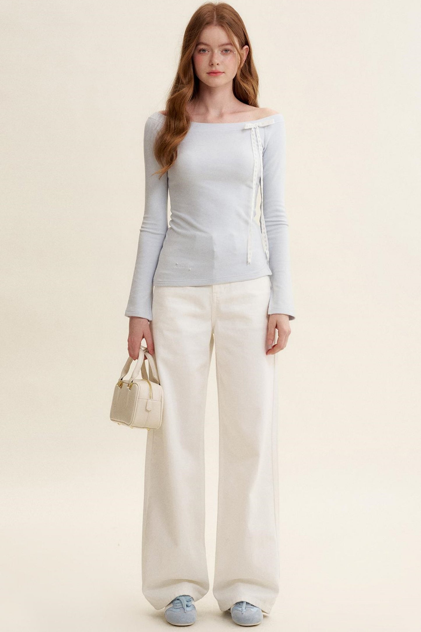 Velvet Stripe Bow Long Sleeve T-Shirt