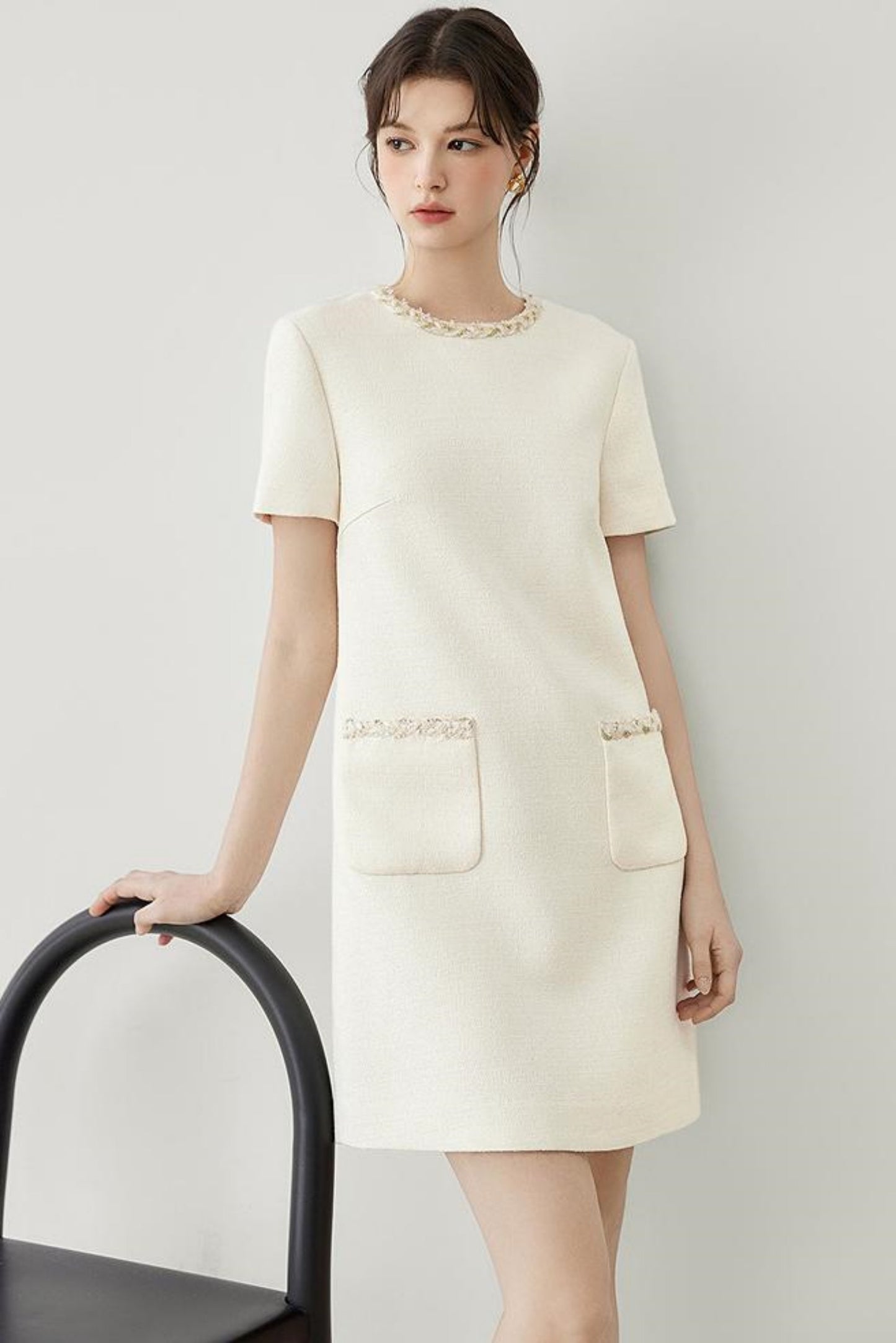 Gold Breeze Short-Sleeve Dress