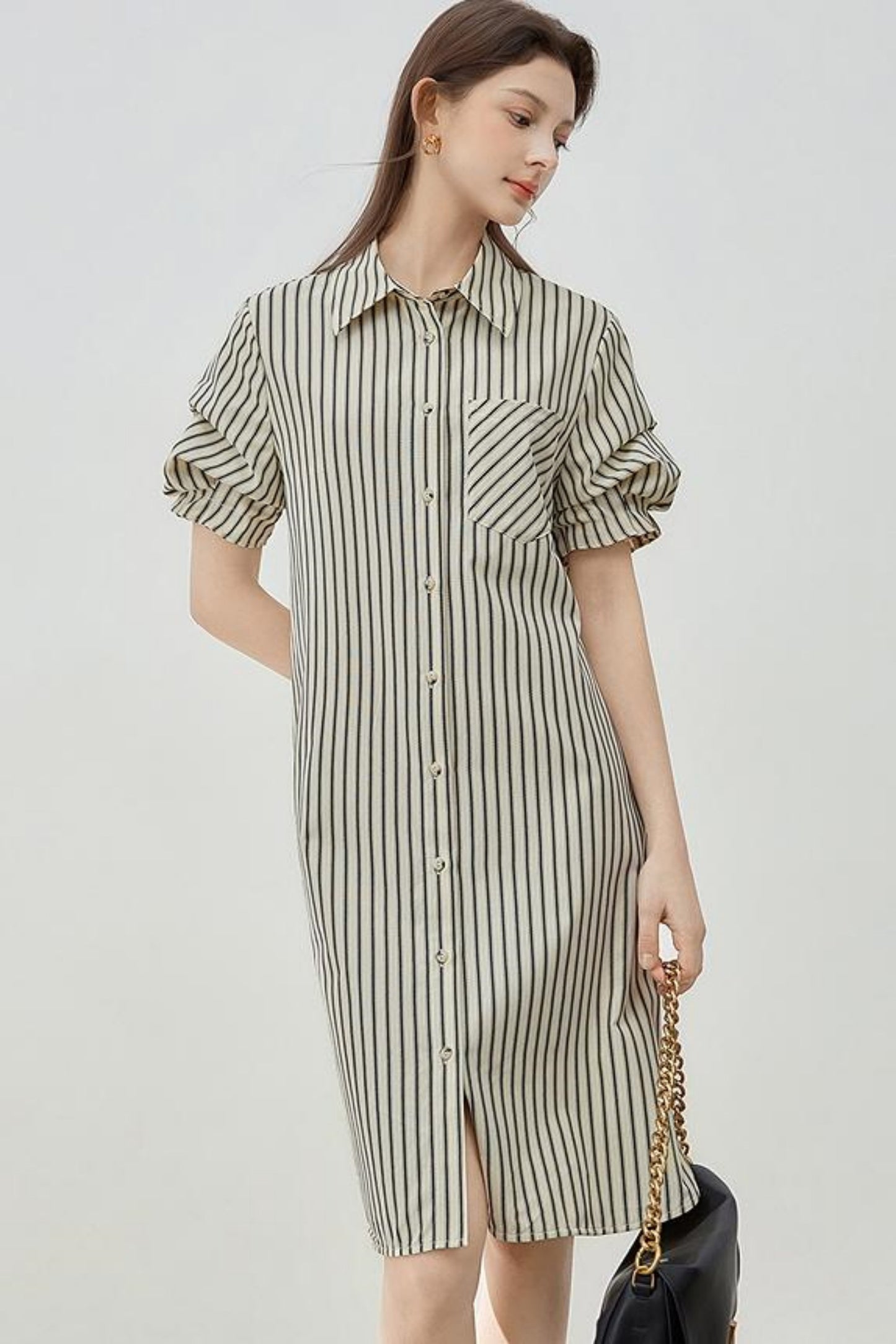 Summer Striped Shirt Dress