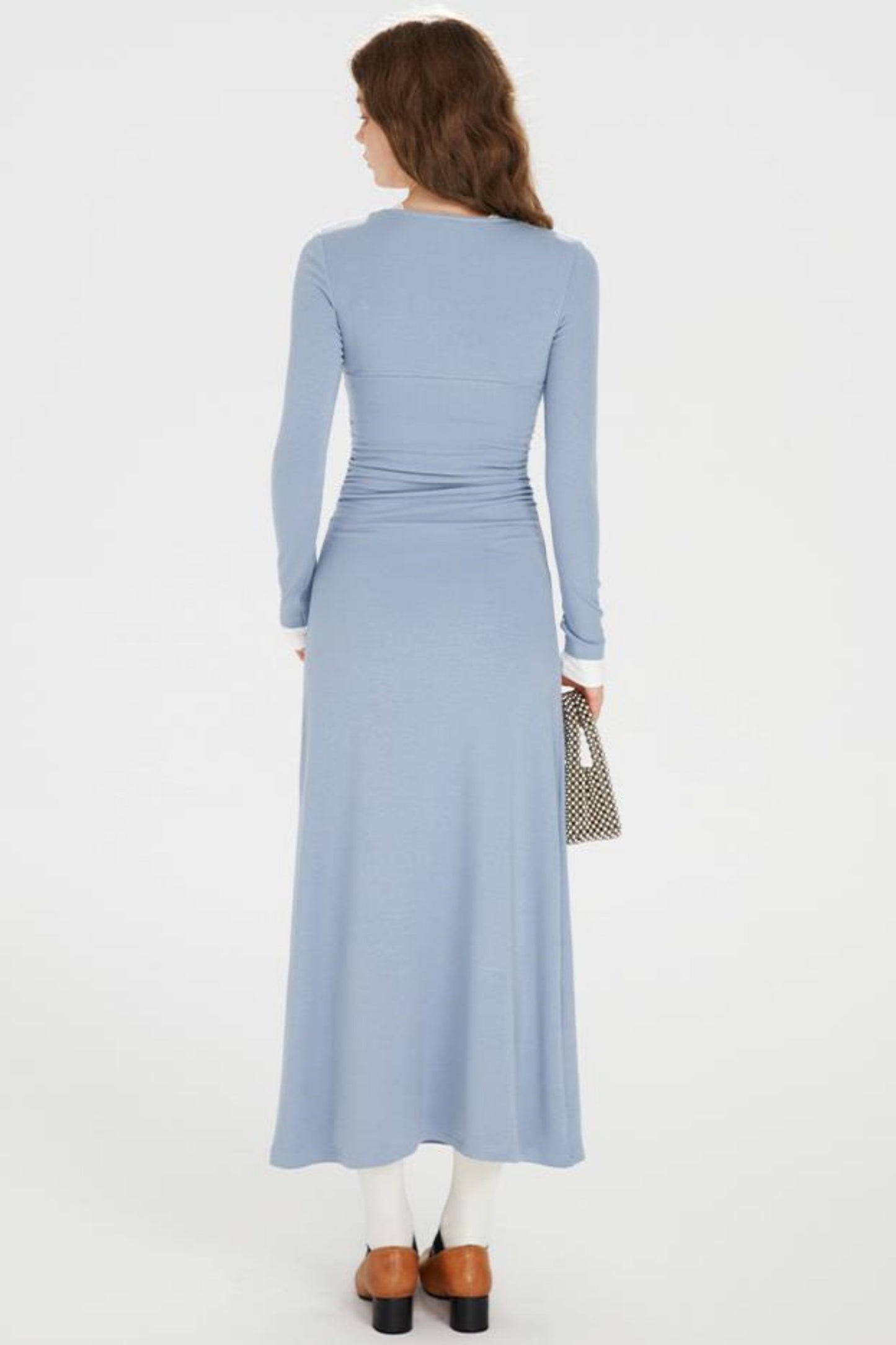 Sapphire Blue Lace Lapel Dress