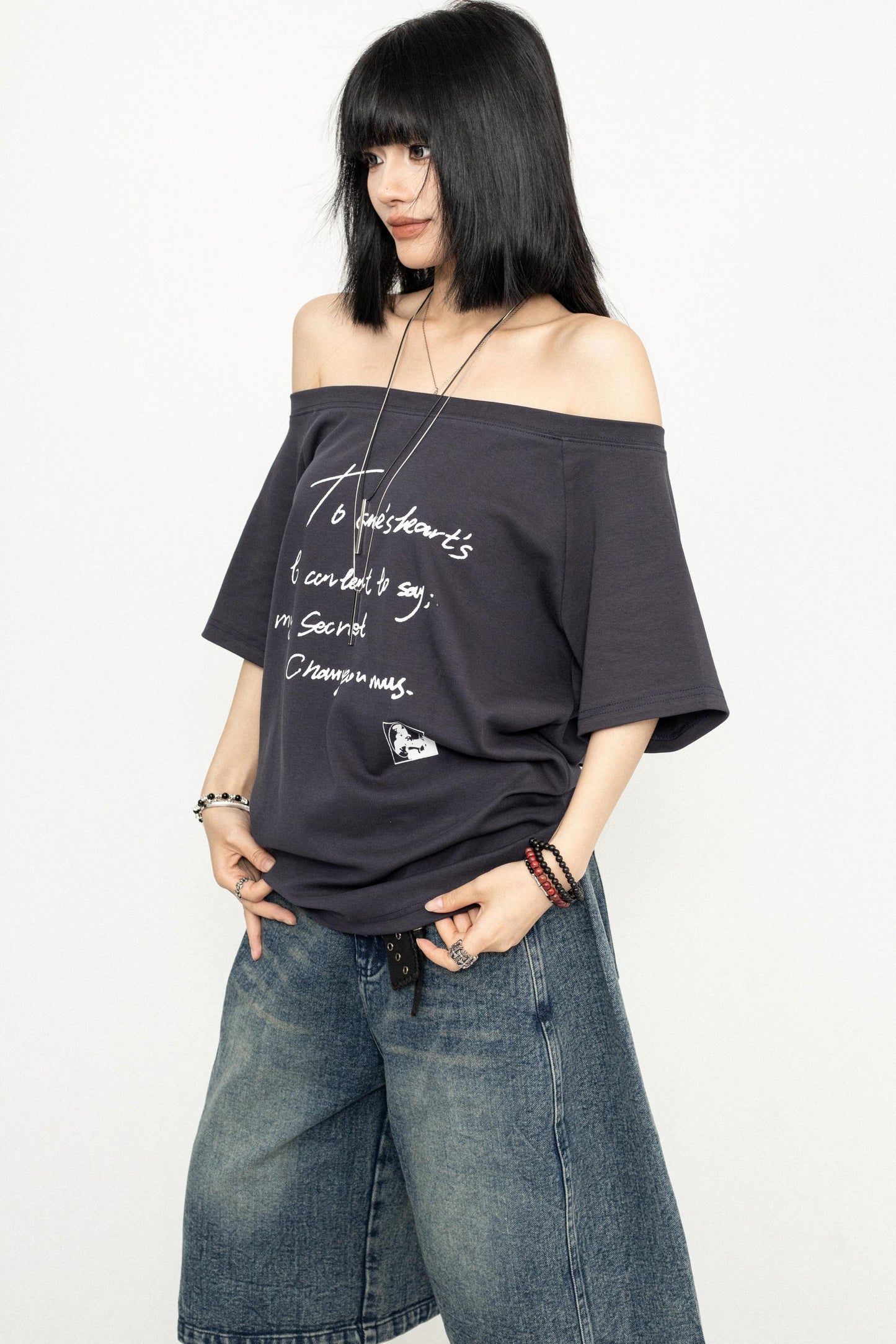 Y2K Off-Shoulder T-Shirt