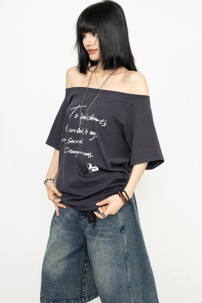 Y2K Off-Shoulder T-Shirt