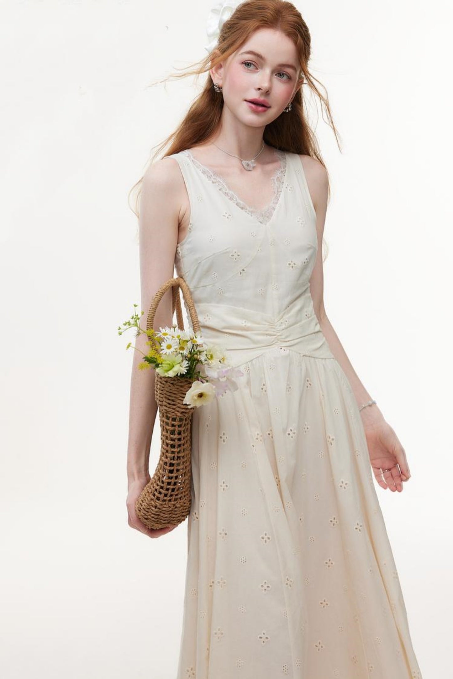 Breezy Cut-Out Embroidered Dress