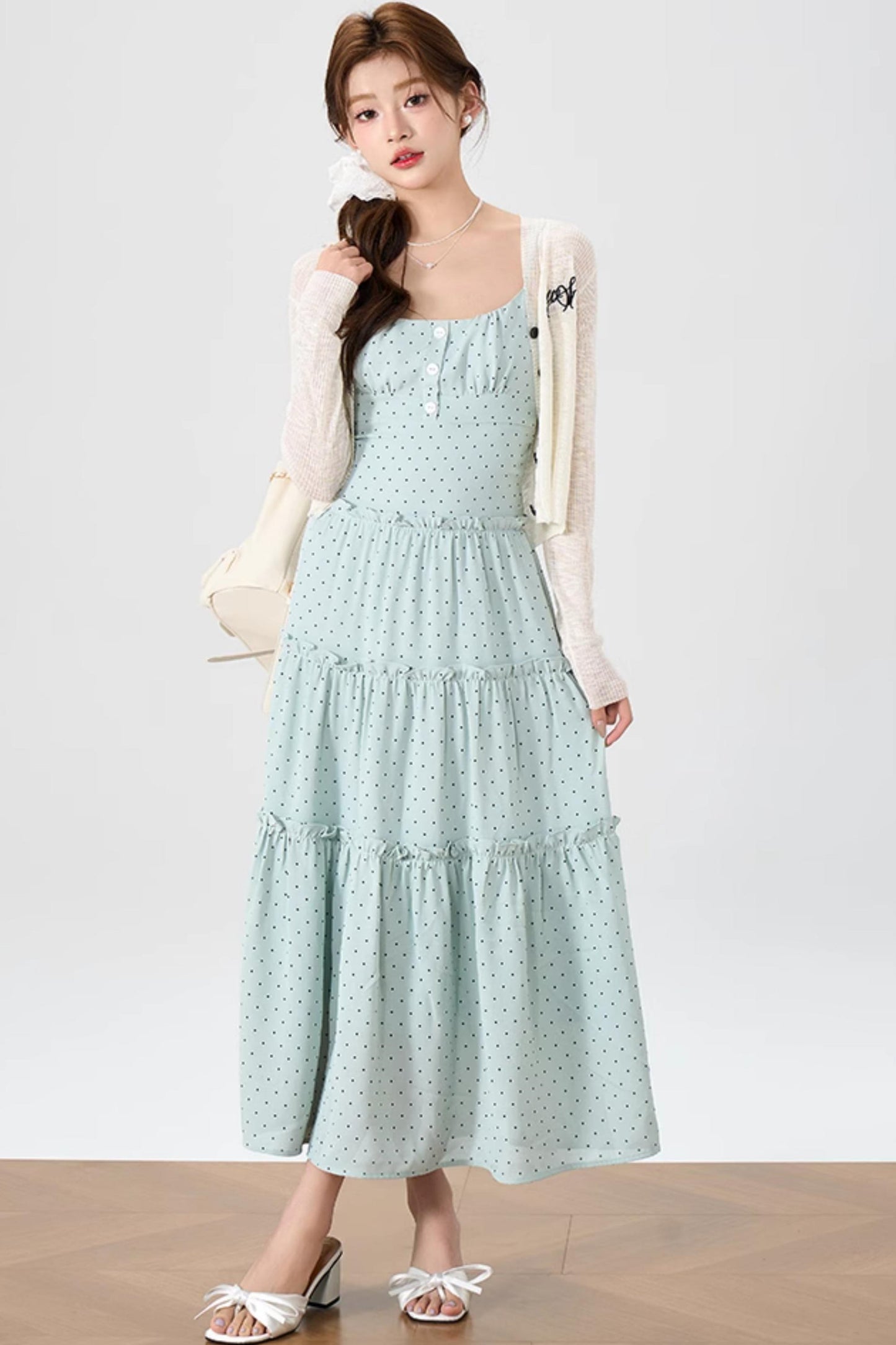 Halter Knit Dress With Cardigan Set-Up