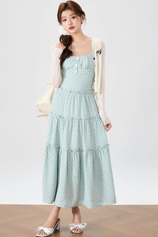 Halter Knit Dress With Cardigan Set-Up