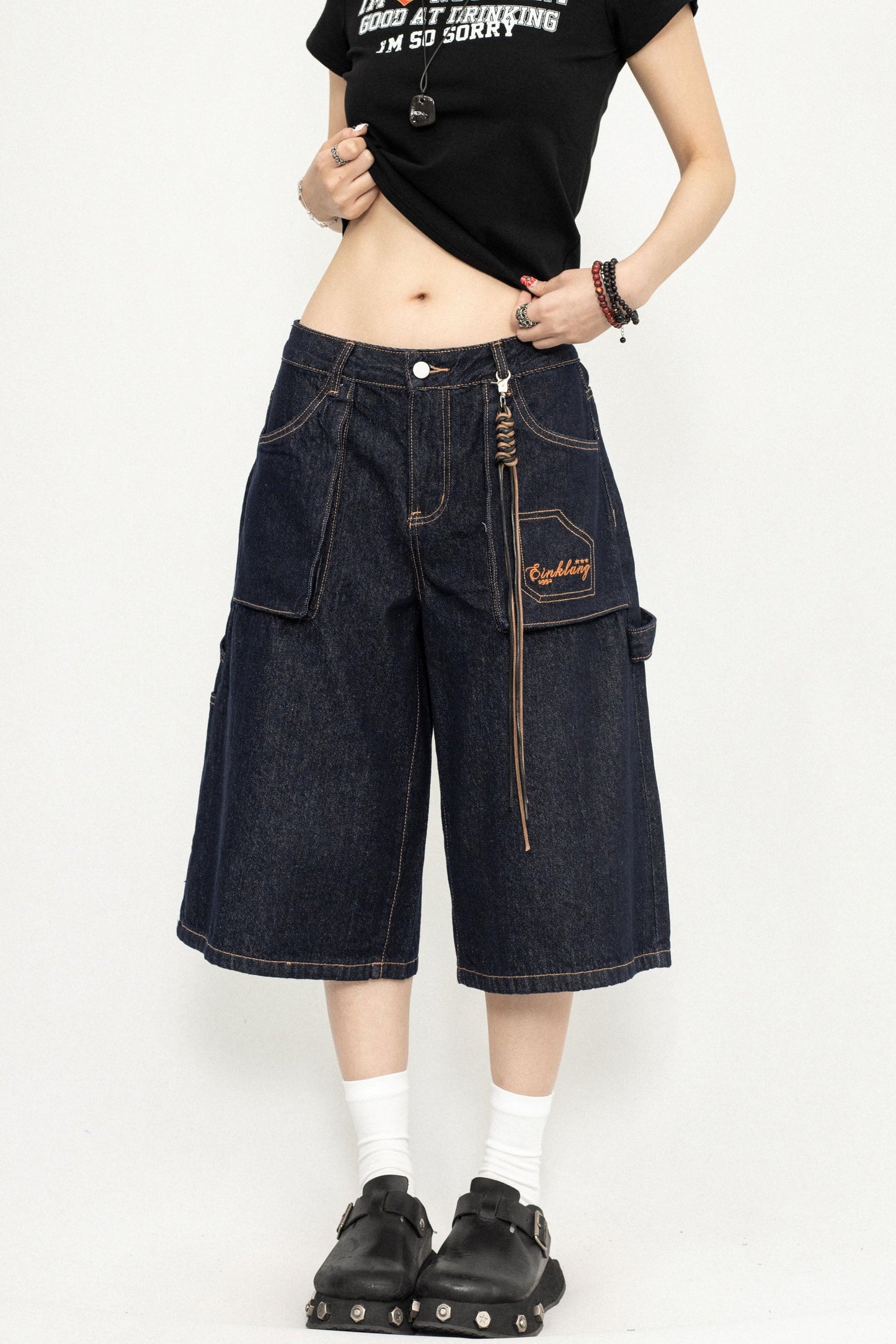 Wide-Leg Denim Trousers