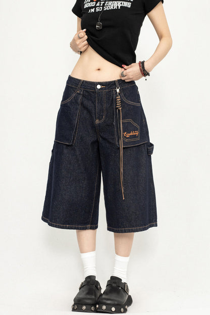 Wide-Leg Denim Trousers