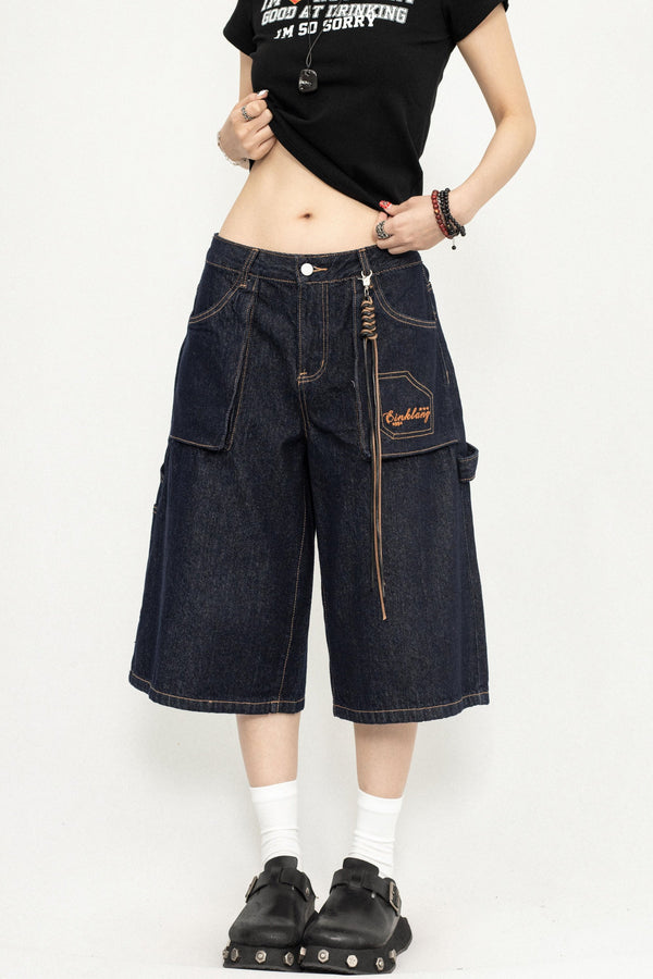 Wide-Leg Denim Trousers