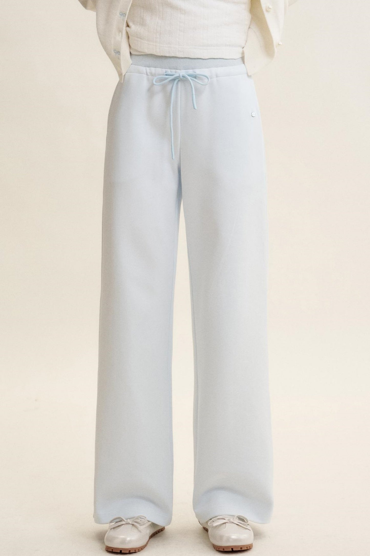 High-Waisted Macaron Cotton Blend Pants