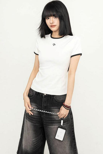 Retro Off-Shoulder Mesh T-Shirt
