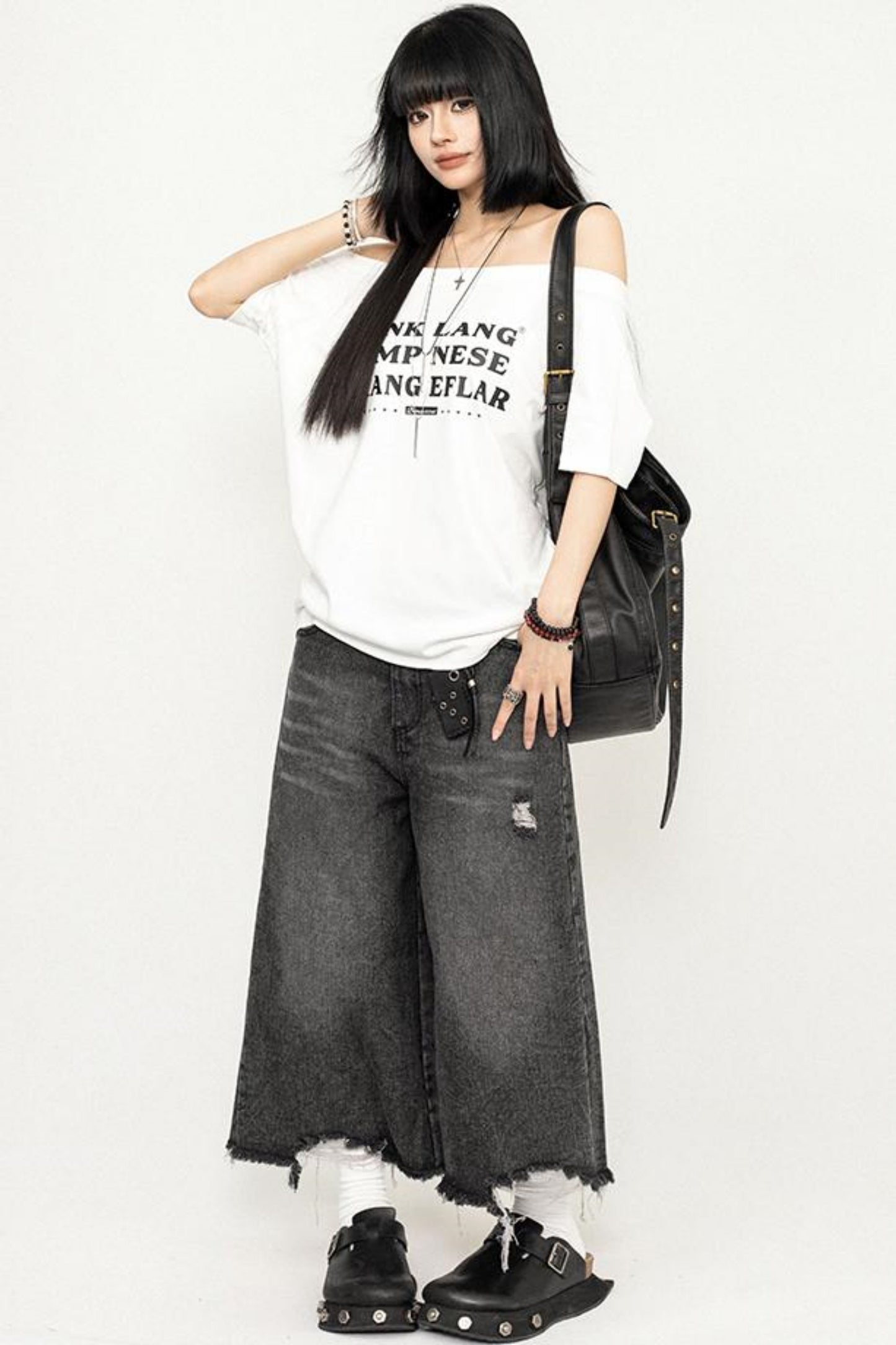 Casual Black Off-Shoulder Tee