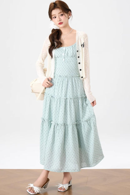 Halter Knit Dress With Cardigan Set-Up