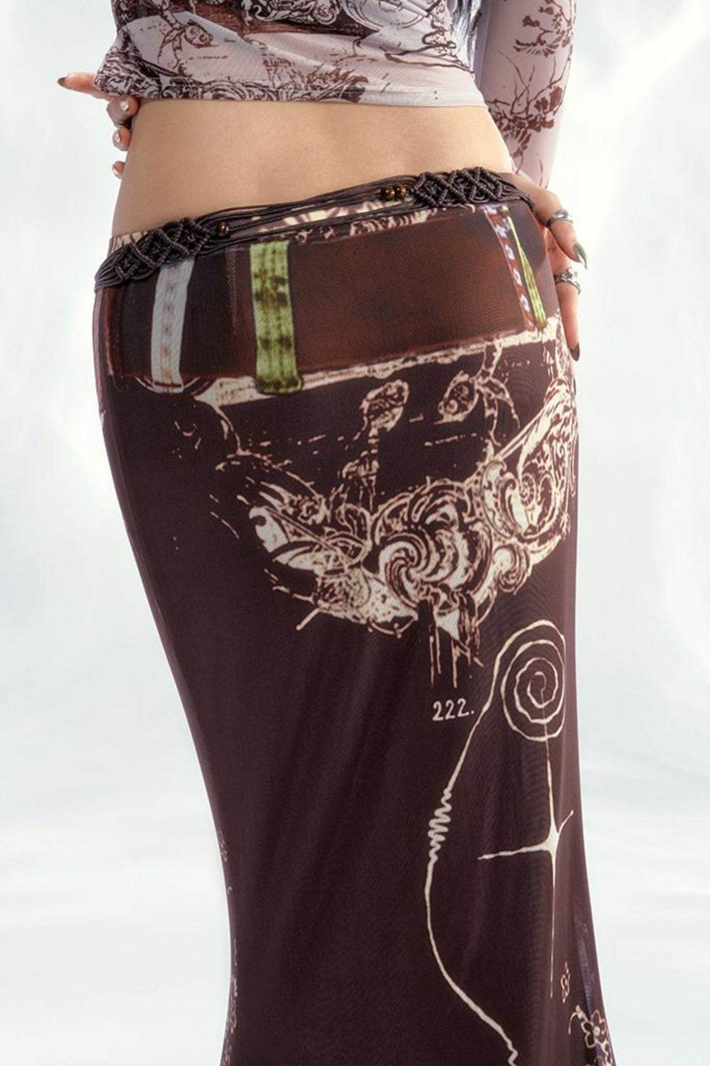 Star Mesh Cardigan With Long Skirt Set-Up