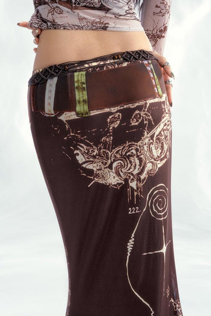 Star Mesh Cardigan With Long Skirt Set-Up