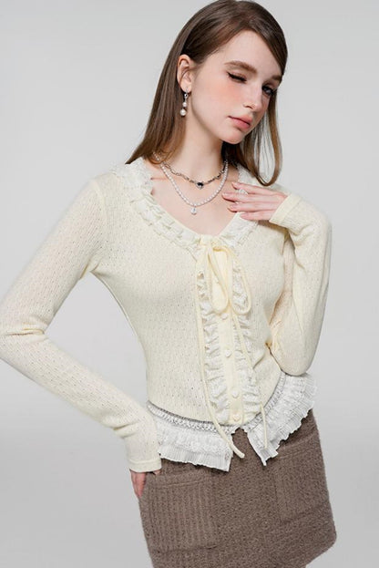 Sweet Lace Crop Sweater