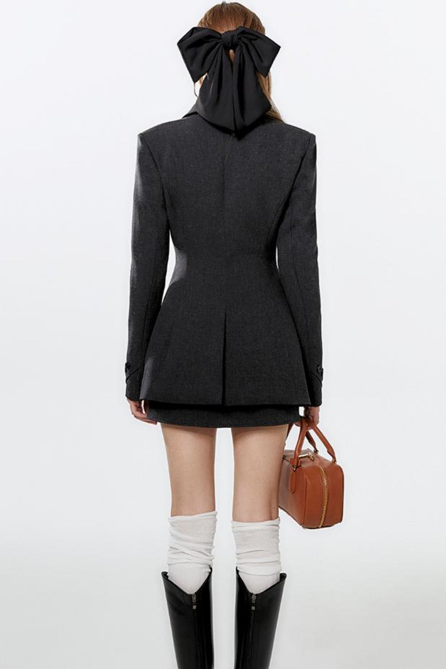 Gray Edgy Slit Skirt Set-Up